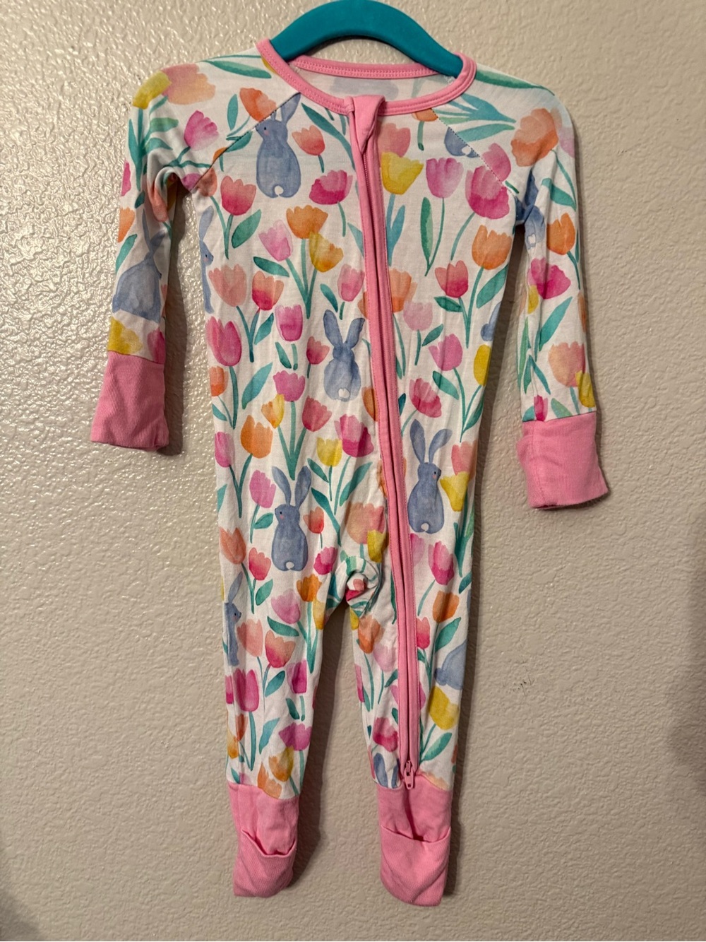Little Sleepies Pink-Trim Bunny & Tulip Footie